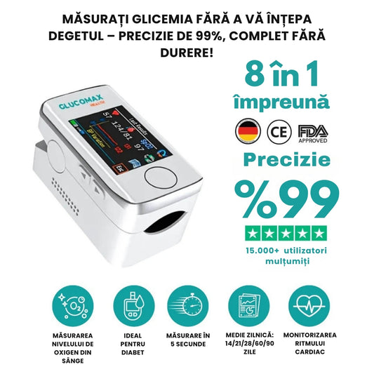 GLUCOMAX 8 în 1 – Măsurați glicemia fără a vă înțepa degetul